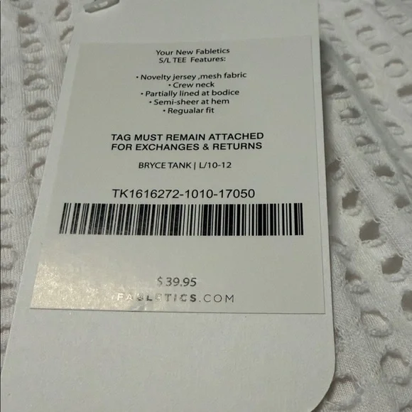 Fabletics White Textured Tank Top Women’s size large NWT - Picture 5 of 8
